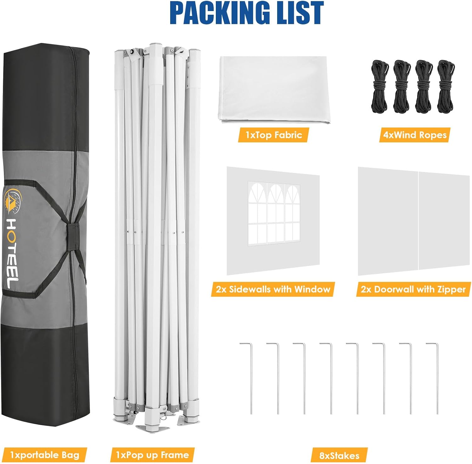 HOTEEL 10x10 Pop up Canopy Tent for Parties, Heavy Duty Easy Setup Tent with 4 Sidewalls, Outdoor Commercial Instant Gazebo for Wedding Event, with Portable Bag, White(Hexagonal Frame)