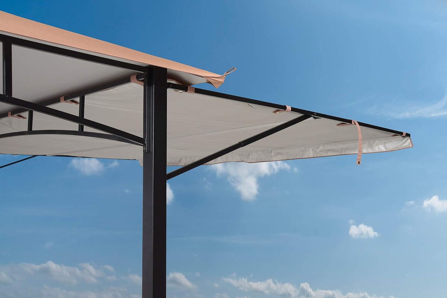 ShelterLogic 11' x 11' Canopy Series Redwood Easy Assembly Seasonal Shade UV Protection with Extendable Awning Outdoor Gazebo