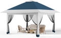 GarveeTech Pop Up Gazebo 13x13 ft Canopy Tent with Mosquito Netting, Outdoor Patio Gazebo with 3 Adjustable Heights, Tent Shelter Quick Setup Backyard Tent for Party,Wedding (Navy Blue+Hemp Grey)