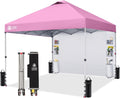 CROWN SHADES Canopy Tent, 10 x 10 Foot Portable Pop Up Outdoor Shelter with Pocket Sidewall, Push Center Lock, UV Protection, and Carry Bag, Pink