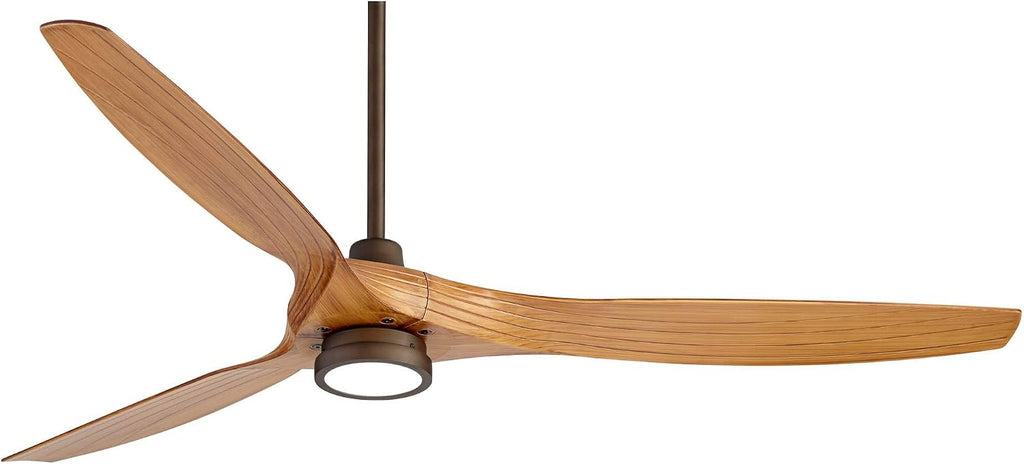 Casa Vieja 60' Aireon Modern Large 3 Blade Indoor Outdoor Ceiling Fan with LED Light Remote Control Rubbed Bronze Walnut Blades Damp Rated for Patio Exterior House Porch Gazebo Garage Barn