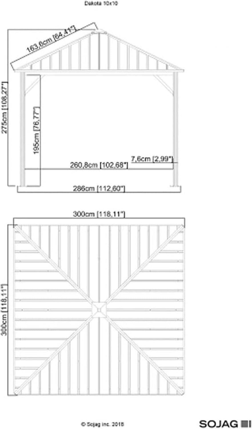 Sojag Outdoor 10' x 10' Dakota Hardtop Gazebo Outdoor Sun Shelter