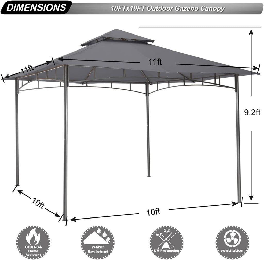 ABCCANOPY Gazebos for Patios 10x10 - Outdoor Steel Frame Gazebo for Lawn Backyard Garden Deck (Dark Gray)