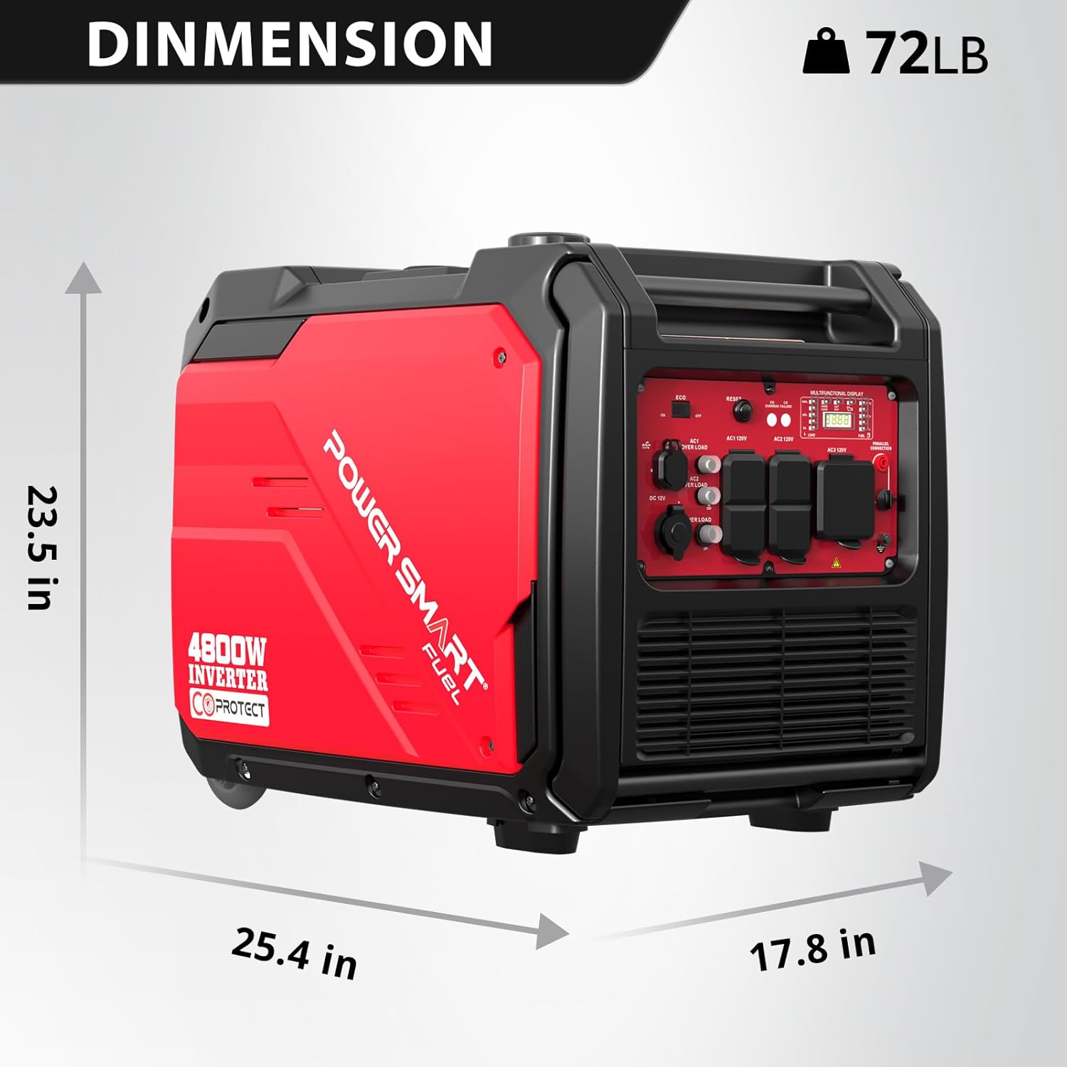 PowerSmart 4800-Watt Gas-Powered Portable Inverter Generator with CO Sensor, Super Quiet Generator for Home Use, Camping and Jobsit, RV Ready 30A Outlet, Wheels Handle Kit, EPA Compliant