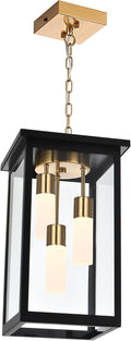 TODOLUZ 3-Light Large Outdoor Pendant Light with Frosted Coloum, 5CCT Dimmable Exterior Chandelier Hanging Porch Lighting (3000K/3500K/4500K/5000K/6000K)