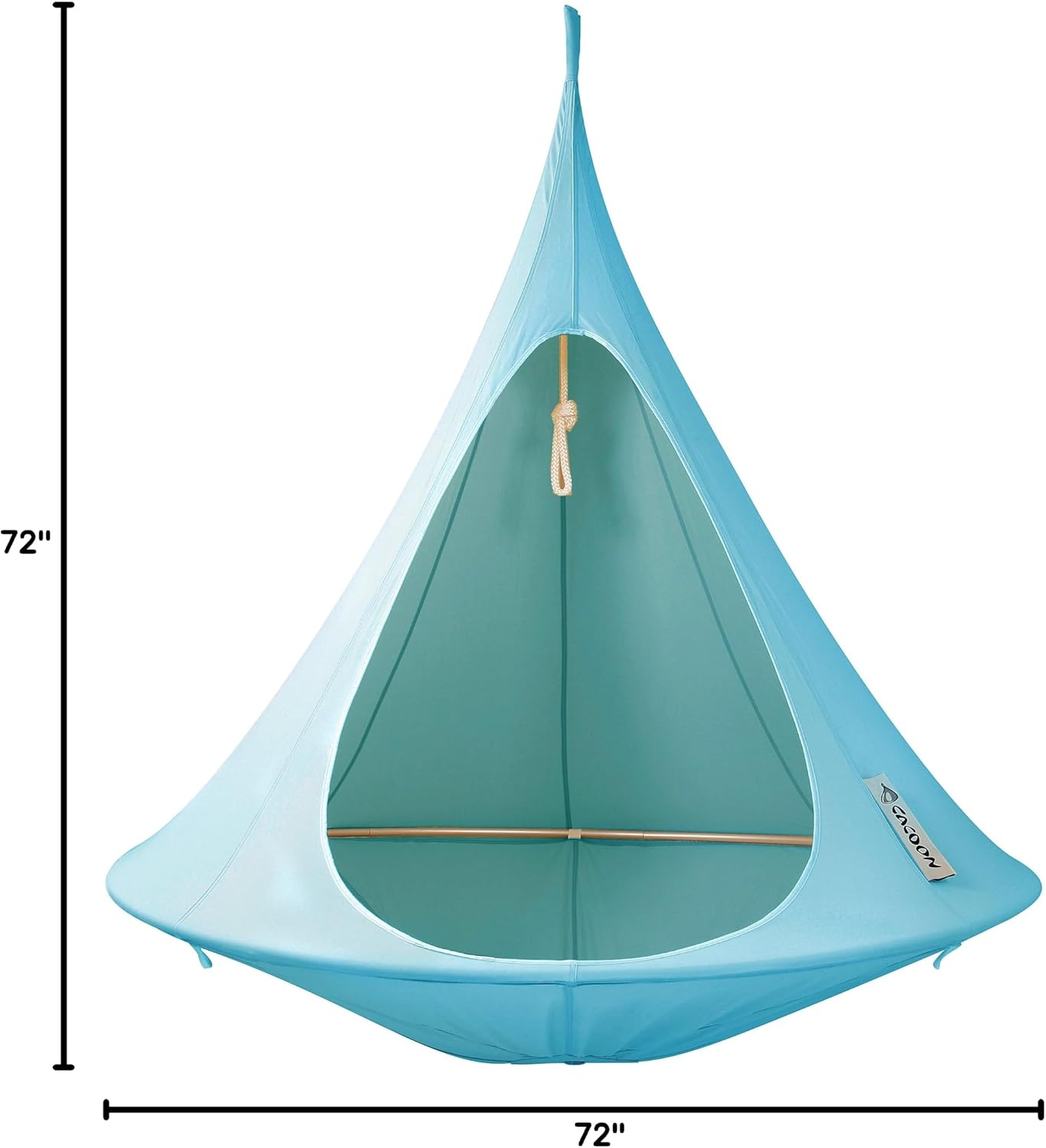 Double Cacoon Hanging Chair for Two – Cozy Indoor/Outdoor Hammock with Polyester Canvas, 440 lb Capacity, Includes 18ft Rope & Carabiner (Turquoise)