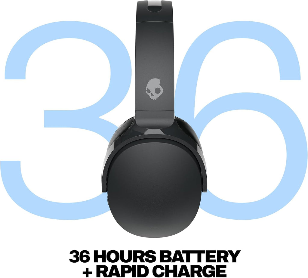 Skullcandy Hesh Evo Wireless Over-Ear Bluetooth Headphones with Extra USB-C Charging Cable, Noise Isolating, 36 Hours Battery, Foldable Lightweight Design, Microphone for iPhone Android - True Black