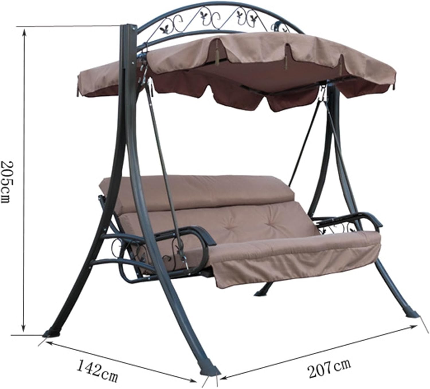 Outdoor Courtyard Porch Swing Iron Swing Hanging Chair Rocking Chair Hammock Swing Chair Suitable for Garden Poolside (