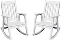 Greesum Set of 2 Outdoor Rocking Chair, Rust-Proof & UV-Resistant, Comfortable Smooth Glide for Deck, Porch, Lawn, or Garden, Bright White