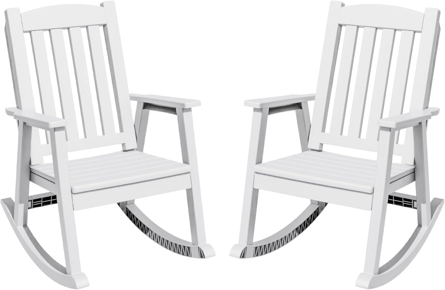 Greesum Set of 2 Outdoor Rocking Chair, Rust-Proof & UV-Resistant, Comfortable Smooth Glide for Deck, Porch, Lawn, or Garden, Bright White