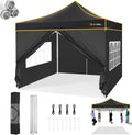 Hoteel 10x10 Pop Up Canopy Tent Heavy Duty with 4 Sidewalls, Waterproof Party Tent, Easy Set-up Commercial Instant Tents with Hand Bag & Rope & Nail, Hexagonal Leg (1-Year Warranty)