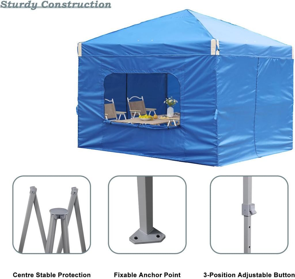 Aoodor 12x12 FT Pop-Up Canopy Tent with Roller Bag and Curtain - Portable Instant Shade, Sturdy Iron Frame, Water-Resistant 210D Oxford Fabric, UV Protection, Ideal for Camping and Outdoor Events
