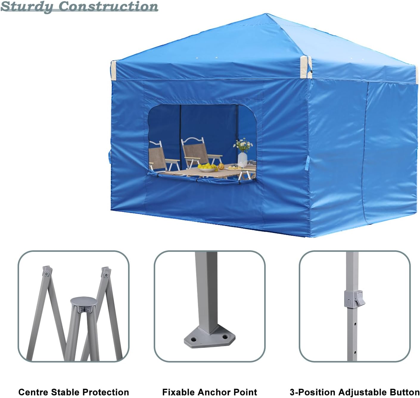 Aoodor 12x12 FT Pop-Up Canopy Tent with Roller Bag and Curtain - Portable Instant Shade, Sturdy Iron Frame, Water-Resistant 210D Oxford Fabric, UV Protection, Ideal for Camping and Outdoor Events