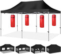 Kromax 10X20' Portable Pop Up Canopy Tent, Waterproof Foldable Outdoor Canopy,Heavy Duty Gazebo, Sidewalls, Steel Frame, Easy Set Up, Black