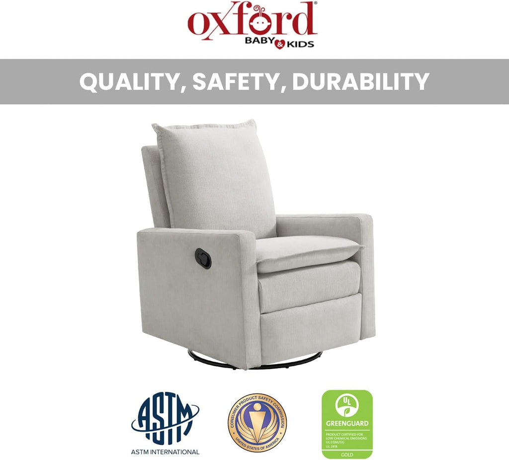 Oxford Baby Uptown Upholstered Glider Recliner Rocking Chair 360° Swivel for Nursery and Living Room - Sand