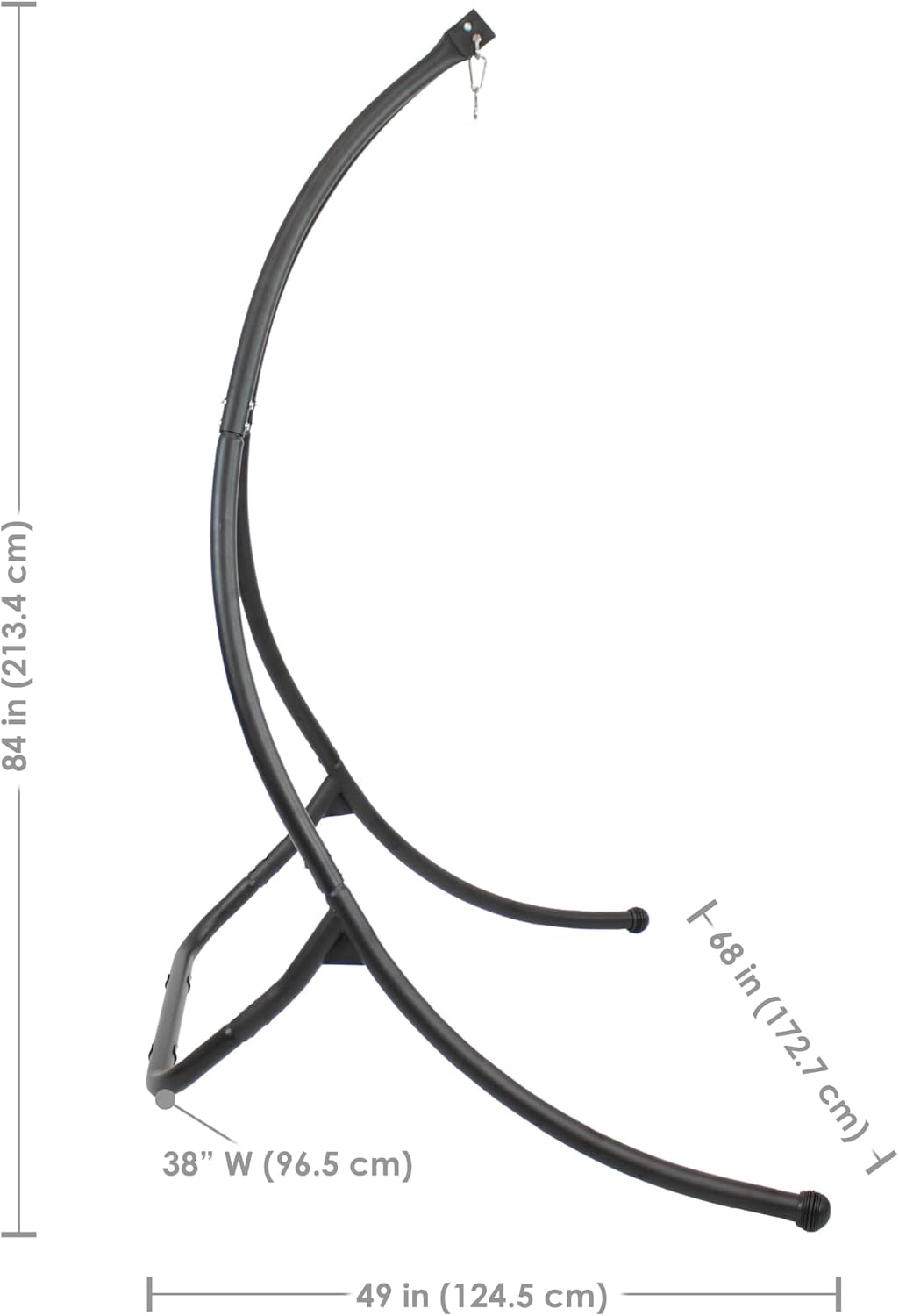 Sunnydaze Outdoor Hammock Chair Stand - Steel Hanging Chair Stand with Curved Legs - Black - 84' H