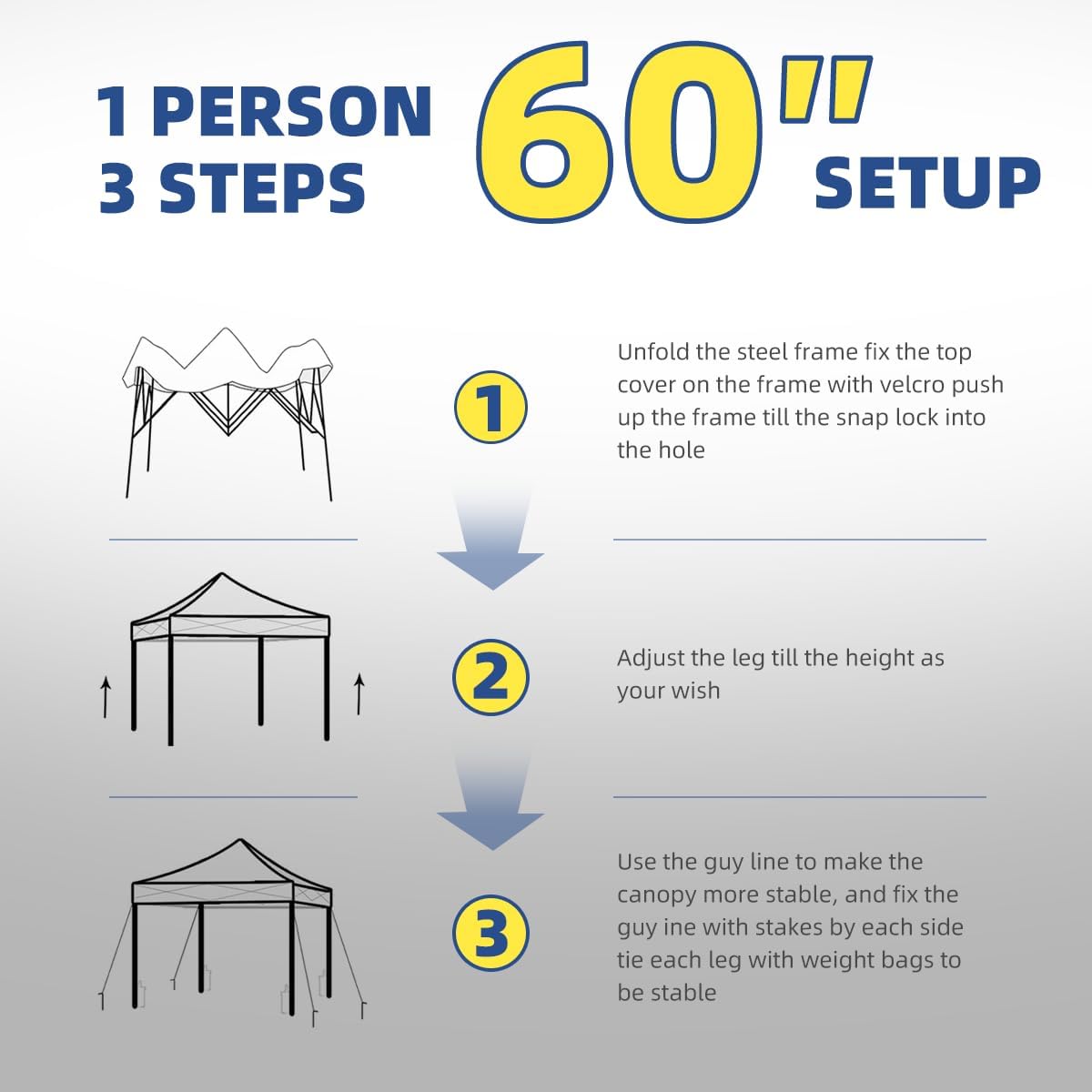 10x10ft Pop Up Canopy Tent Instant Shelter, Portable Outdoor Sun Shade with Silver Coated UPF 50+ Waterproof Top, 3-Height Adjustable Frame for Camping, Parties, Events (White)