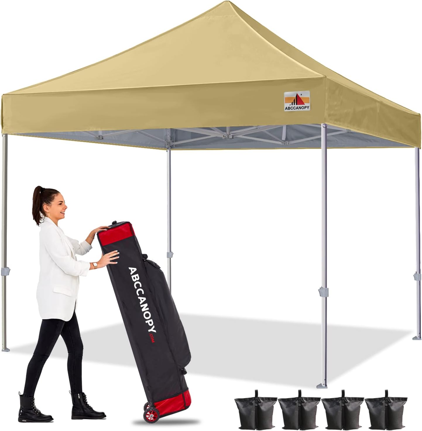 ABCCANOPY 10x10 Commercial Pop up Canopy Tent with Mesh Walls, Beige