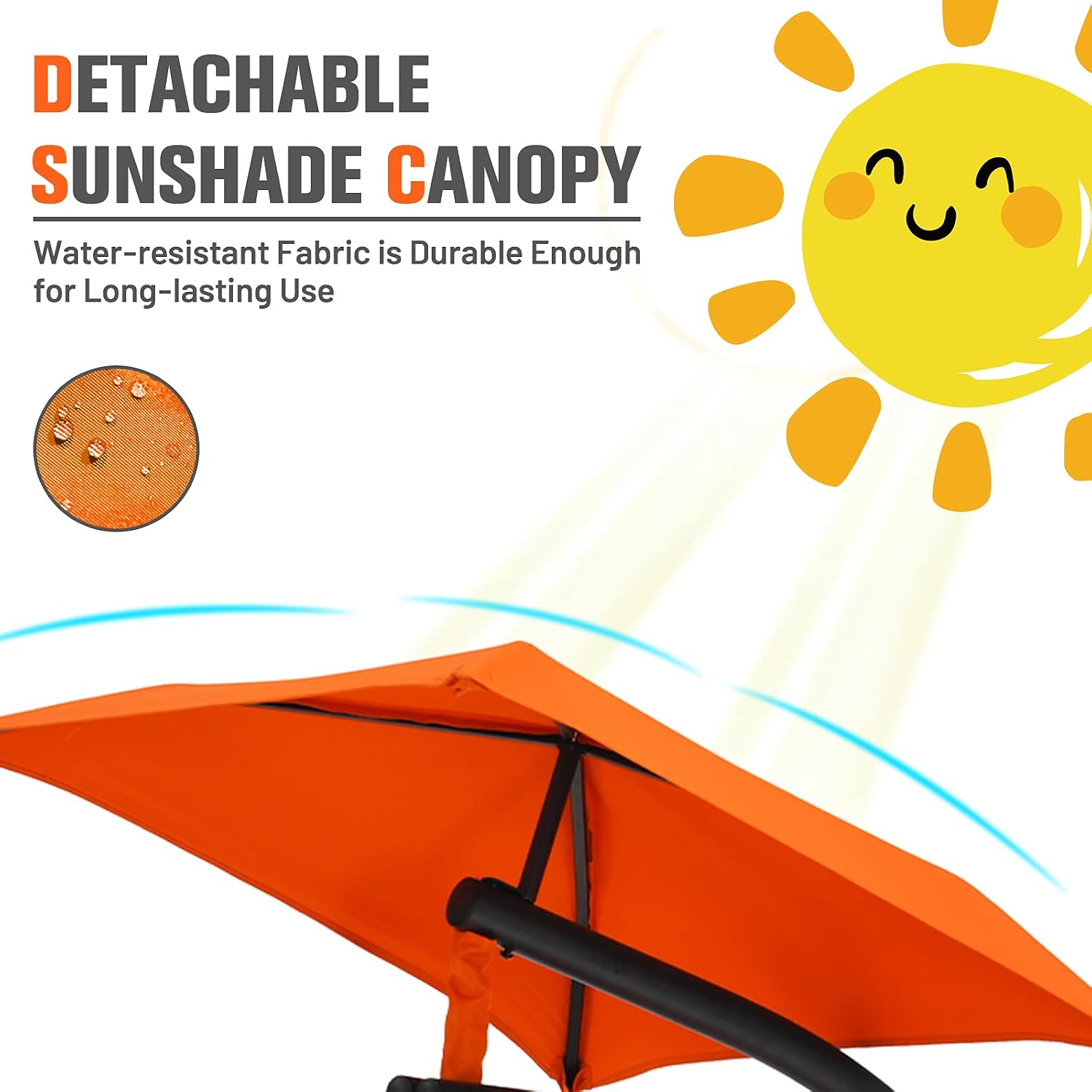 Giantex Outdoor Hanging Chaise Lounge Chair, Patio Hammock Chair with Removable Canopy, Cushion & Anti-toppling Rope, Hanging Arc Chaise Hammock for Patio Poolside Backyard Garden Porch (Orange)