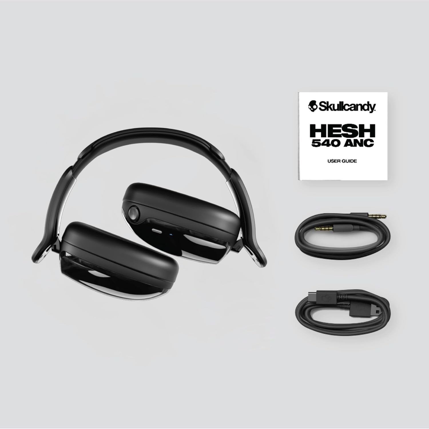 Skullcandy Hesh 540 ANC Wireless Over-Ear Bluetooth Headphones with THX Spatial Audio, Active Noise Cancelling, Personalized Sound, Up to 65 Hours Battery, Microphone for iPhone Android - True Black