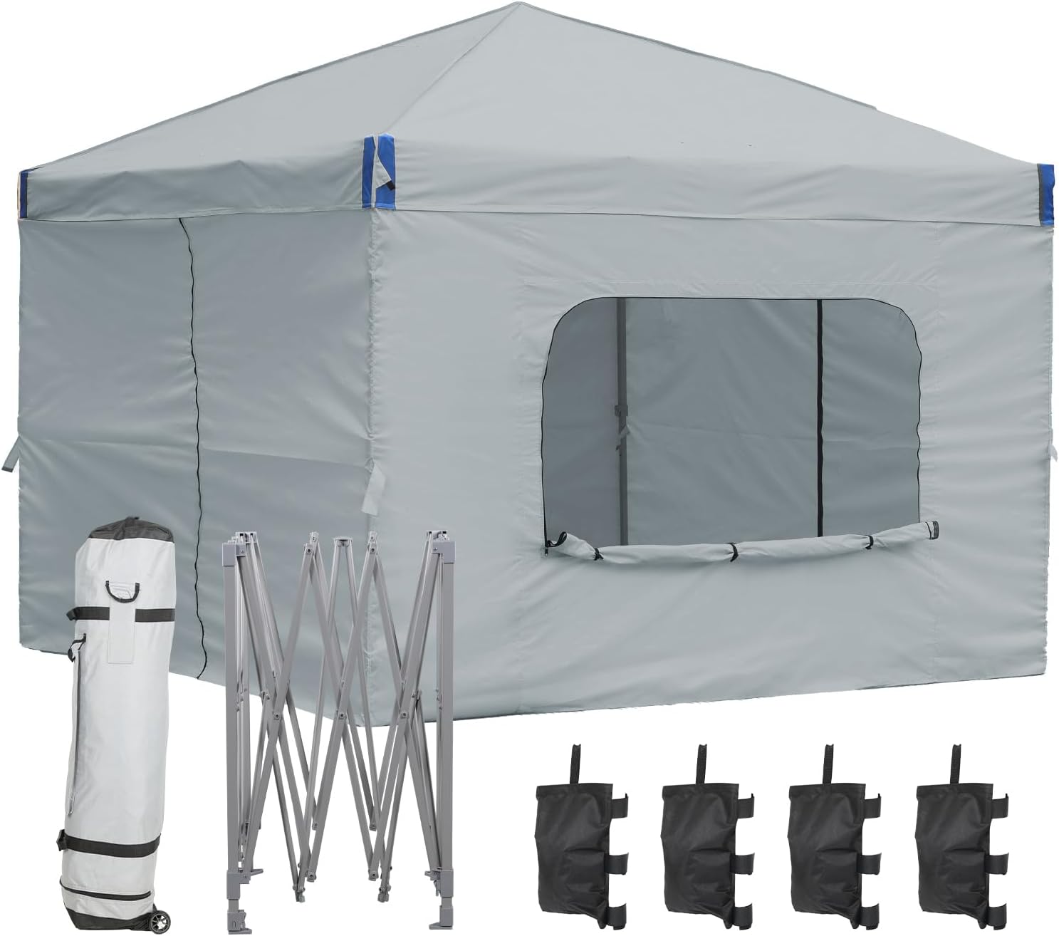 Aoodor 12x12 FT Pop-Up Canopy Tent with Roller Bag and Curtain - Portable Instant Shade, Sturdy Iron Frame, Water-Resistant 210D Oxford Fabric, UV Protection, Ideal for Camping and Outdoor Events