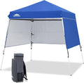 EAGLE PEAK Day Tripper 8x8 Aluminum Super-Lightweight Slant Leg Pop Up Canopy with 3 Removable Walls, Instant Outdoor Backpack Canopy Tent, Outside Beach Folding Sun Shelter, 8x8 Base 6x6 Top, Blue