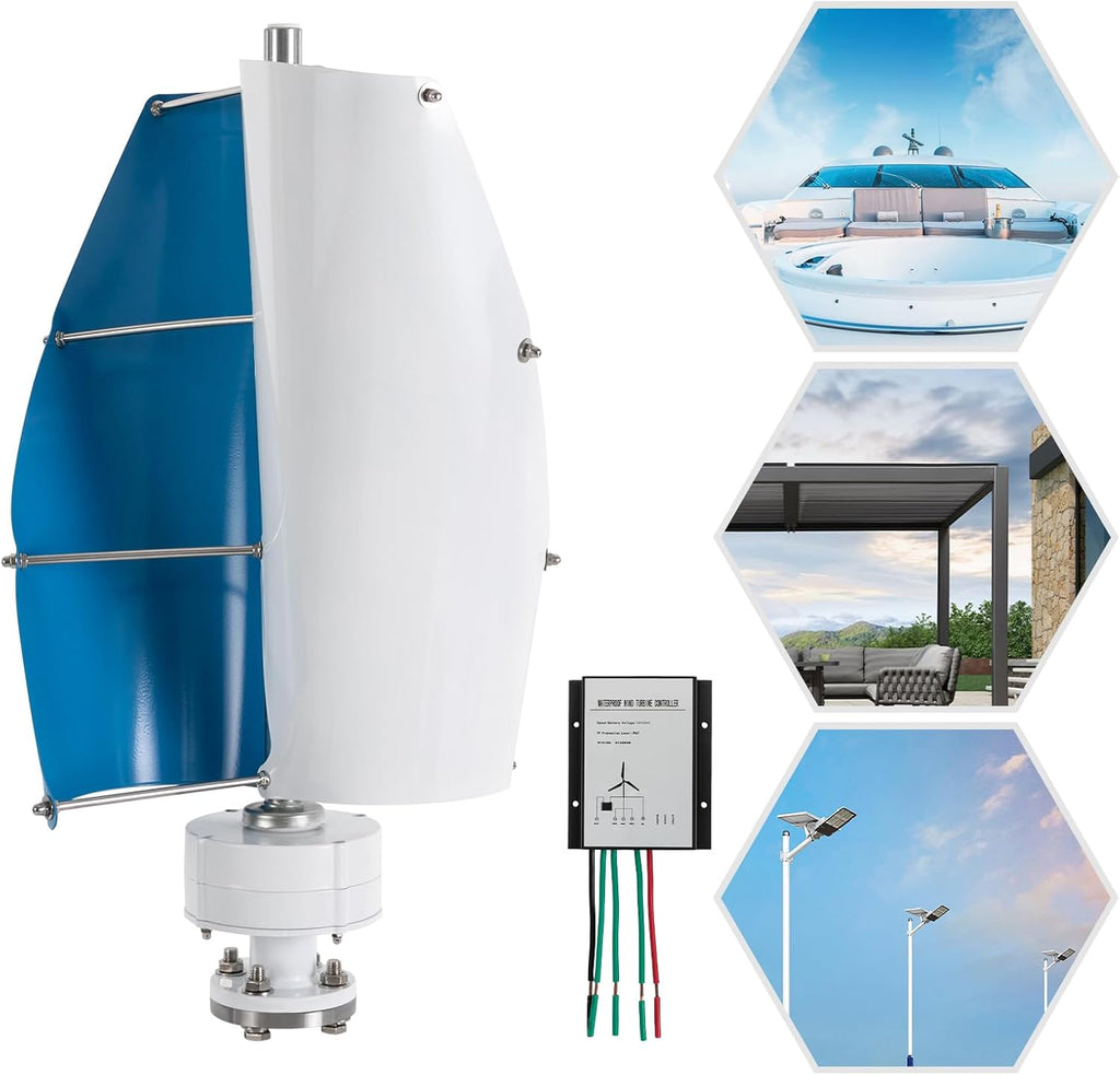 Wind Generator, 100W 12V Vertical Wind Turbine Generator Vertical Axis Wind Turbine Vertical Wind Generators Kit Wind Power Generators w/Controller for Home, Business, Ships