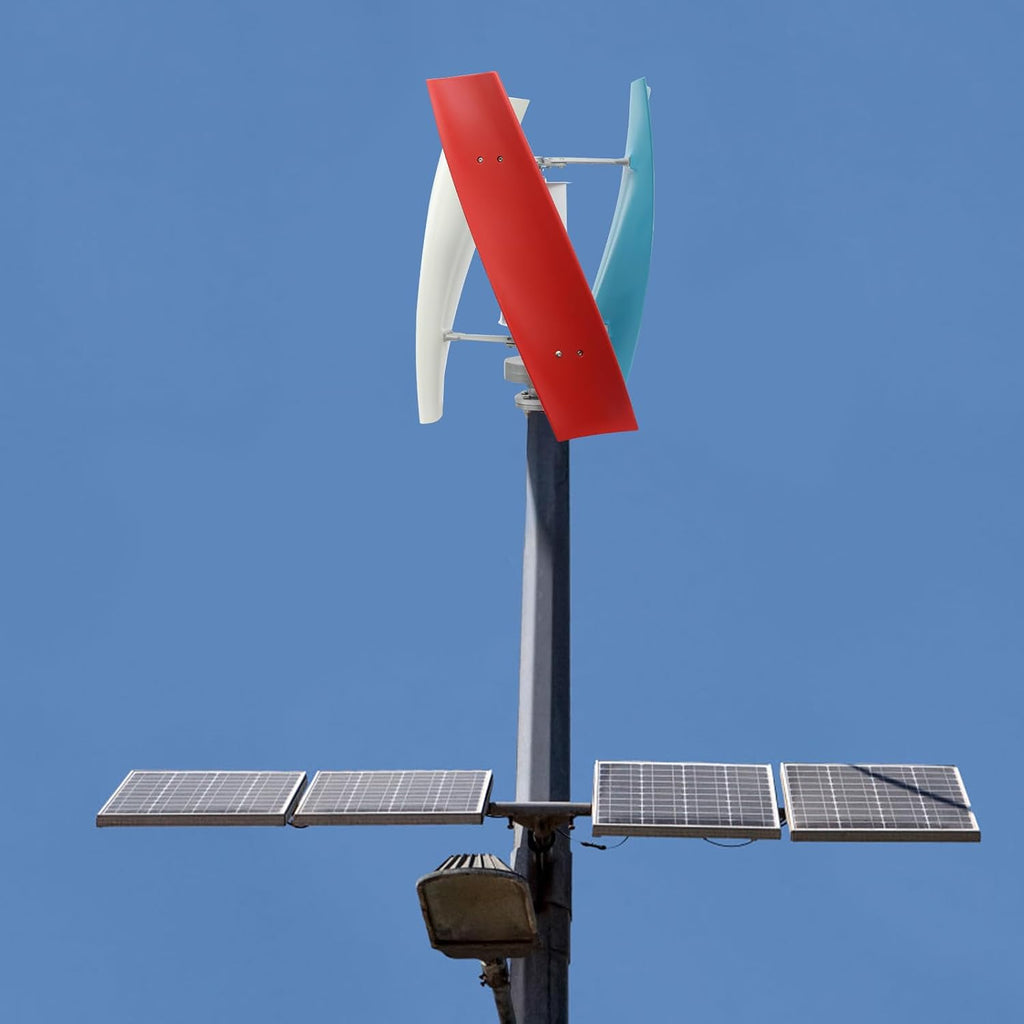 Wind Generator, 100W 12V 3 Blade Vertical Wind Turbine Generator Vertical Axis Wind Turbine Vertical Wind Generators Kit Wind Power Generators w/Auxiliary Wind Wheel for Home, Business, Ships