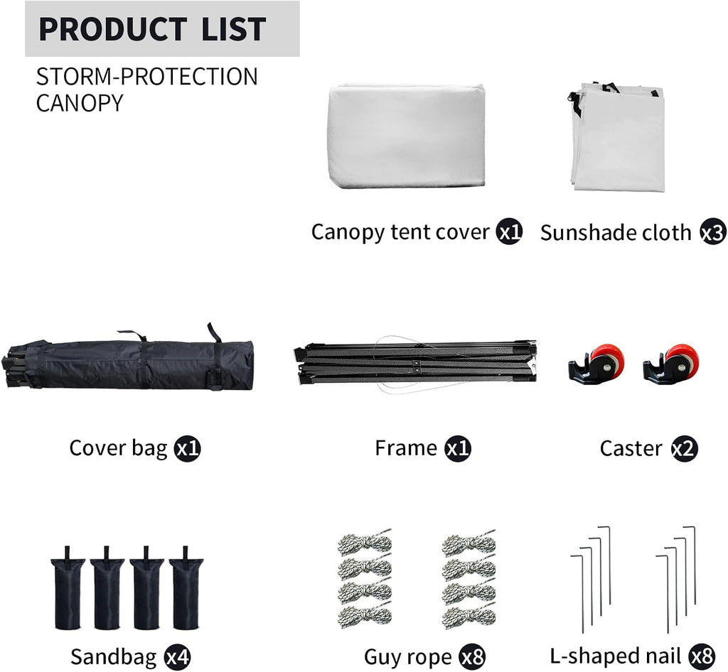 10x10 Pop up Canopy Tent with Sidewalls,Heavy Duty Waterproof Sun Shade Canopy Easy up Canopy with Wheel Bag Commercial Gazebo Tent for Outdoors Parties Vendors Camping Beach (Light Gray)