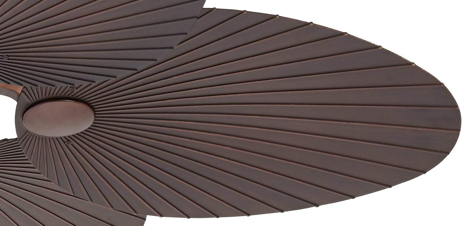 Casa Vieja 52' Breeze Tropical Coastal Indoor Outdoor Ceiling Fan with Light LED Remote Control Oil Brushed Bronze Palm Leaf Damp Rated for Patio Exterior House Porch Gazebo Garage with 6' Downrod