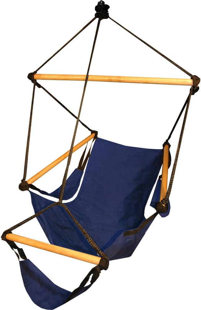 Hammock Hitch Stand with 2 Cradle Chairs and Blue/Green Parachute Hammock (Blue)