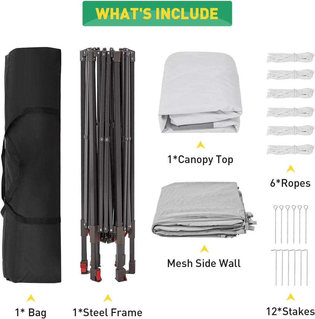 13x13 Ft 6-Sided Pop-Up Gazebo Canopy Tent with Removable Mesh Netting - Waterproof UV Protection Outdoor Instant Shelter for Patio, Backyard, Camping & Beach