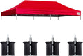 Eurmax USA 10x20 Pop Up Canopy Replacement Top,Universal Instant Canopy Cover ONLY,Heavy Duty UPF 50+ UV Protection,Water & Wind Resistant Tarp,30+ Colors Available,Bonus 4 Sand Bags (red)