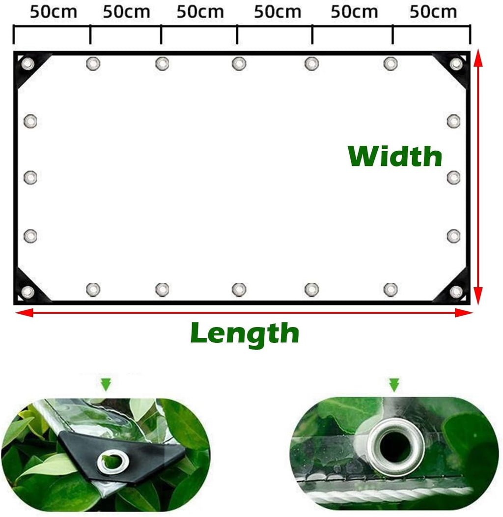 Clear Tarps with Grommets, PVC Plastic Tarpaulin Sheet Cover Panel, Transparent Tarp Curtains Vinyl Enclosure Panels for Patio, Porch, Pavilion, Henhouse Rainproof Covering(9x10ft/2.8x3m)