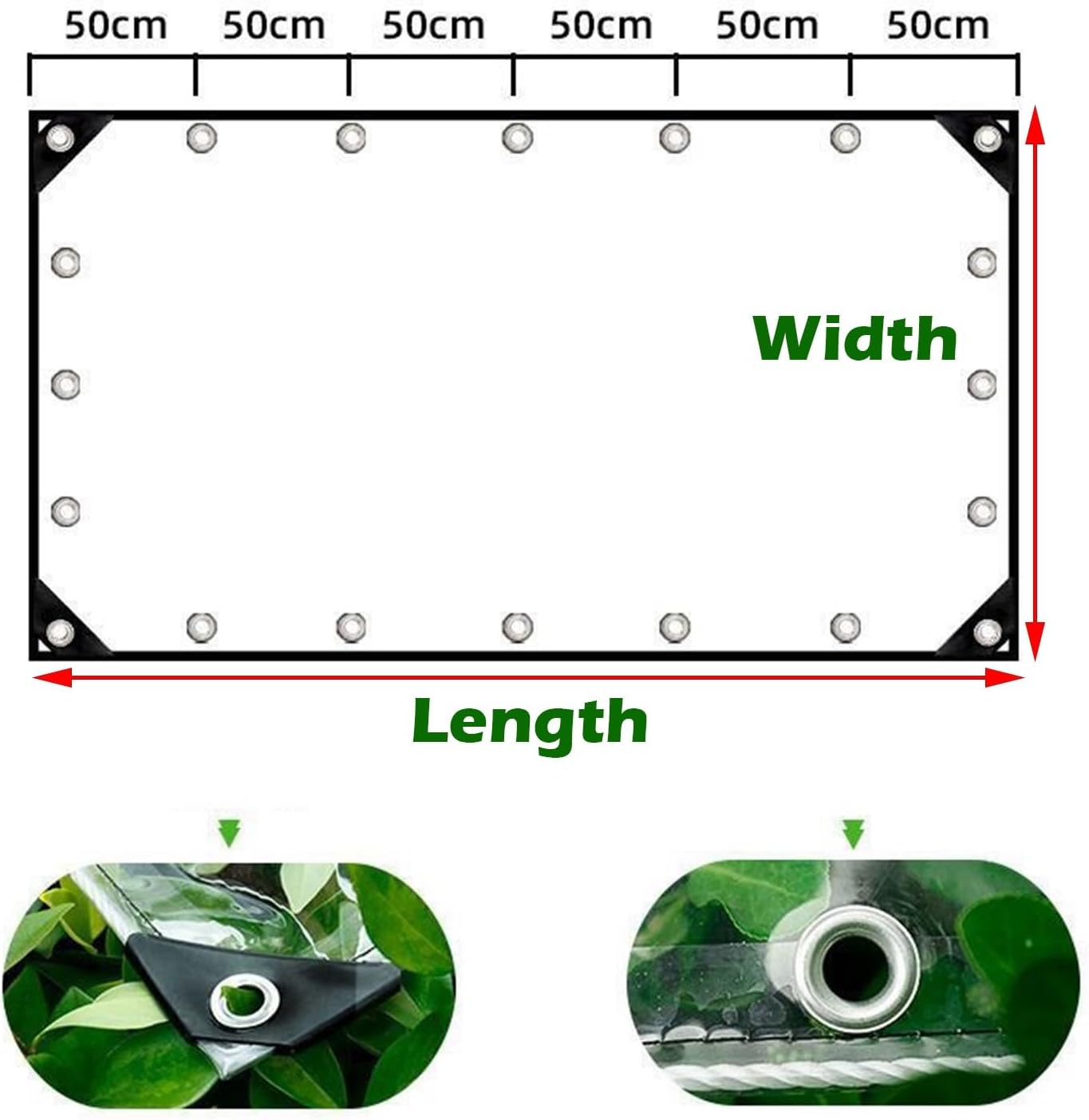 Clear Tarps with Grommets, PVC Plastic Tarpaulin Sheet Cover Panel, Transparent Tarp Curtains Vinyl Enclosure Panels for Patio, Porch, Pavilion, Henhouse Rainproof Covering(10x10ft/3x3m)