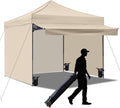 10x10 Pop up Canopy Tent with Awning Easy up Canopy with Wheel Bag Heavy Duty Waterproof Canopy Commercial Gazebo Tent for Outdoors Parties Vendors (Khaki)