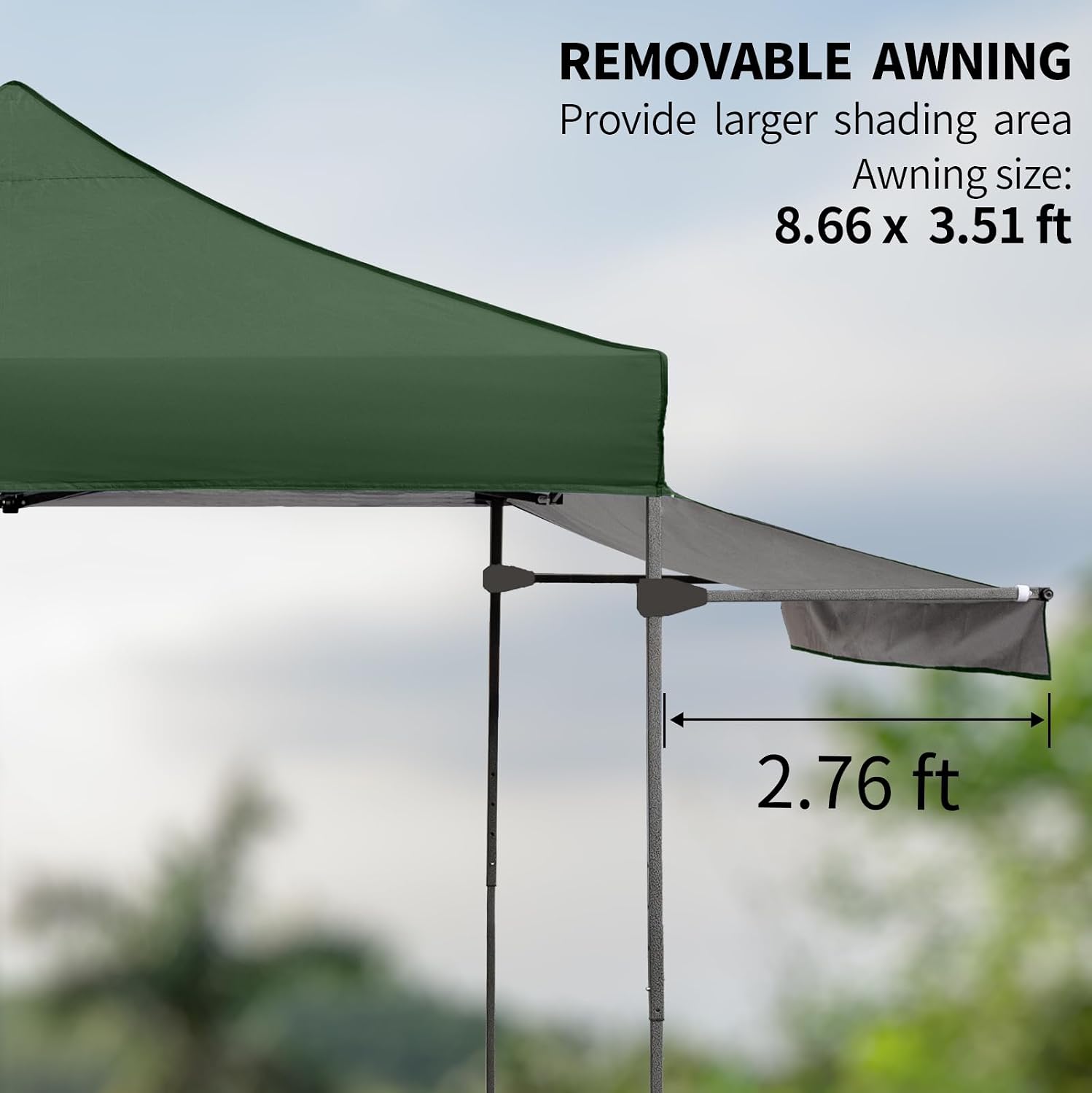 10x10 Pop up Canopy Tent with Awning Easy up Canopy with Wheel Bag Heavy Duty Waterproof Canopy Commercial Gazebo Tent for Outdoors Parties Vendors(Dark Green