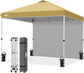 EAGLE PEAK Commercial Canopy 10x10 Pop Up Canopy Tent with 1 Sidewall, Easy Setup Heavy Duty Instant Event Shelter for Vendors & Markets, Outdoor Sun Shade, Beige