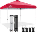 EAGLE PEAK Pop Up Canopy Tent with Wheeled Carry Bag, 8 Stakes, 4 Ropes, 4 Weight Bags, Easy Set Up Tent Canopy, 12x12 ft, 144sqft of Shade, Red