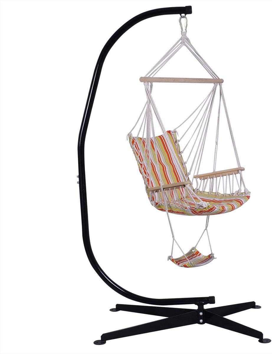 ReunionG Steel Hammock Stand, C-Stand for Hanging Chair, Metal Hanging Chair Stand, Heavy Duty Egg Chair Stand, Porch Swing w/Weather-Resistant Finish, 360-Degree Rotation
