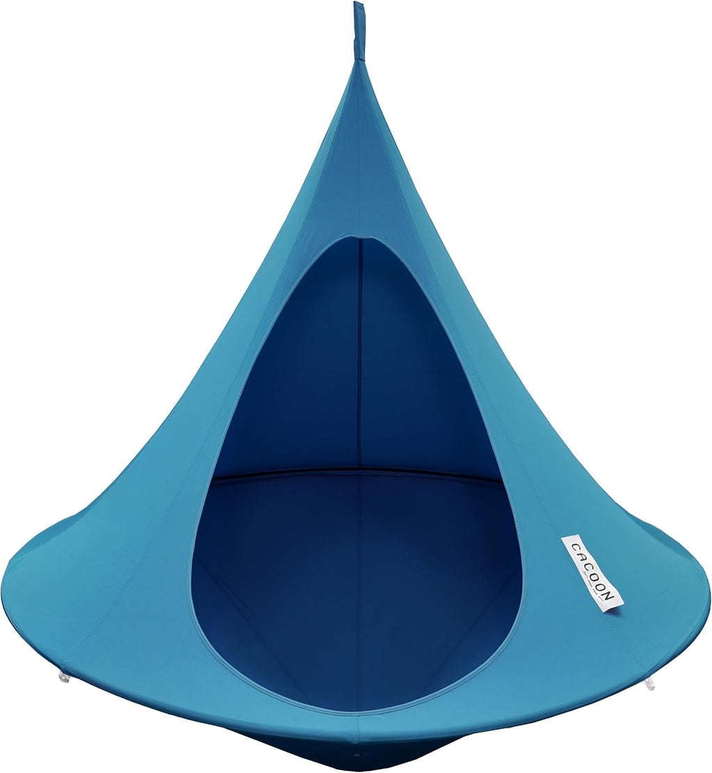 Double Cacoon Hanging Chair for Two – Cozy Indoor/Outdoor Hammock with Polyester Canvas, 440 lb Capacity, Includes 18ft Rope & Carabiner (Bayou Breeze)