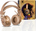 CEEK Wireless Bluetooth Headphones Over Ear with Noise Cancelling, 360° Surround Sound, Foldable Design & Detachable Mic - Headphones for Gym, Gaming, Music & Travel with Earth Shaking Bass - Gold.