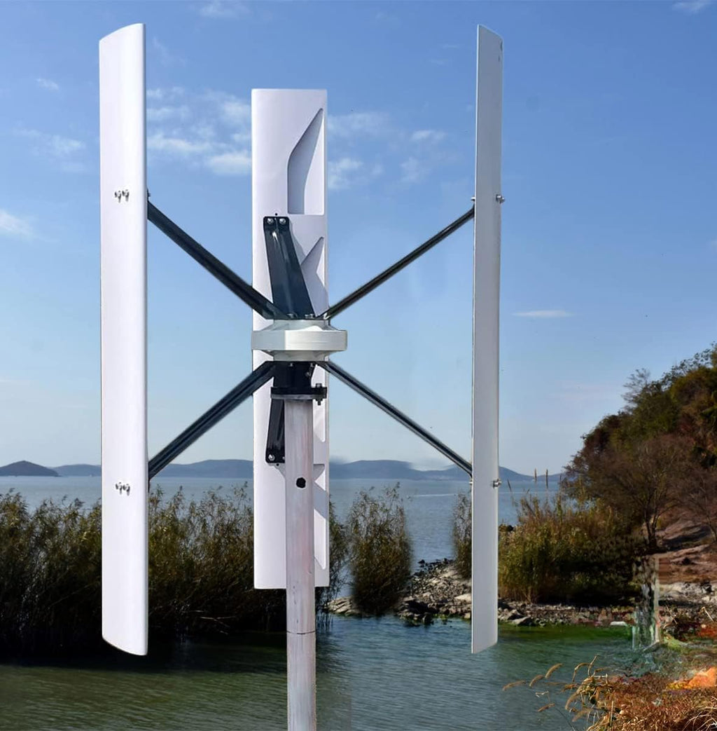 1000W 12V Wind Turbine Generator VAWT 3 Blades Vertical Axis Wind Turbine Kit 1KW Wind Power Generator with MPPT Controller for Home Industrial Camping Boat Use