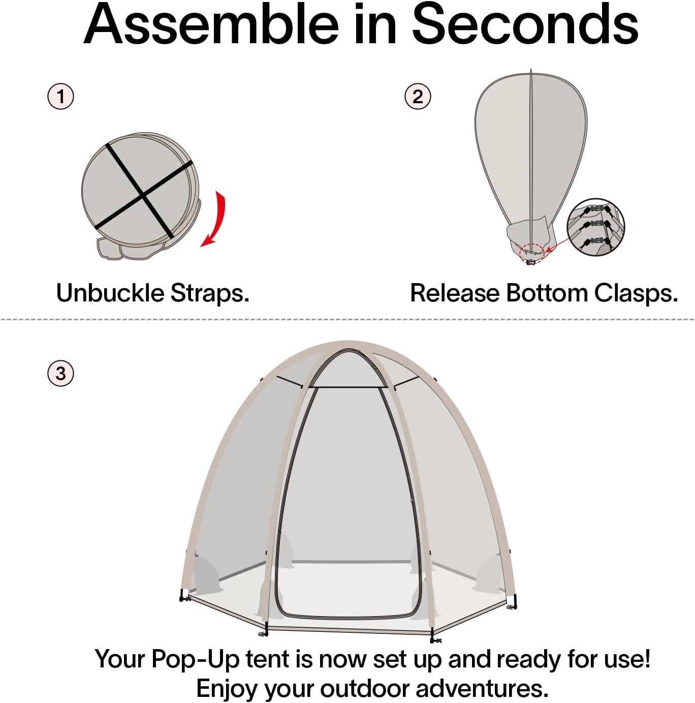 Alvantor® Pop Up Bubble Tent®,Large Oversize Igloo Screen House,4-6 Person Cold Protection Outdoor Igloo, Winter Tent Snaps Fit 10'x10'x6.5'