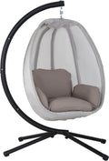 Egg Chair with Comfy Cushions Indoor Outdoor Hanging Chair Sturdy Heavy Duty Hammock Chair with Stand Cushions Breathable Fabric Cover for Patio Bedroom Garden Poolside, Grey