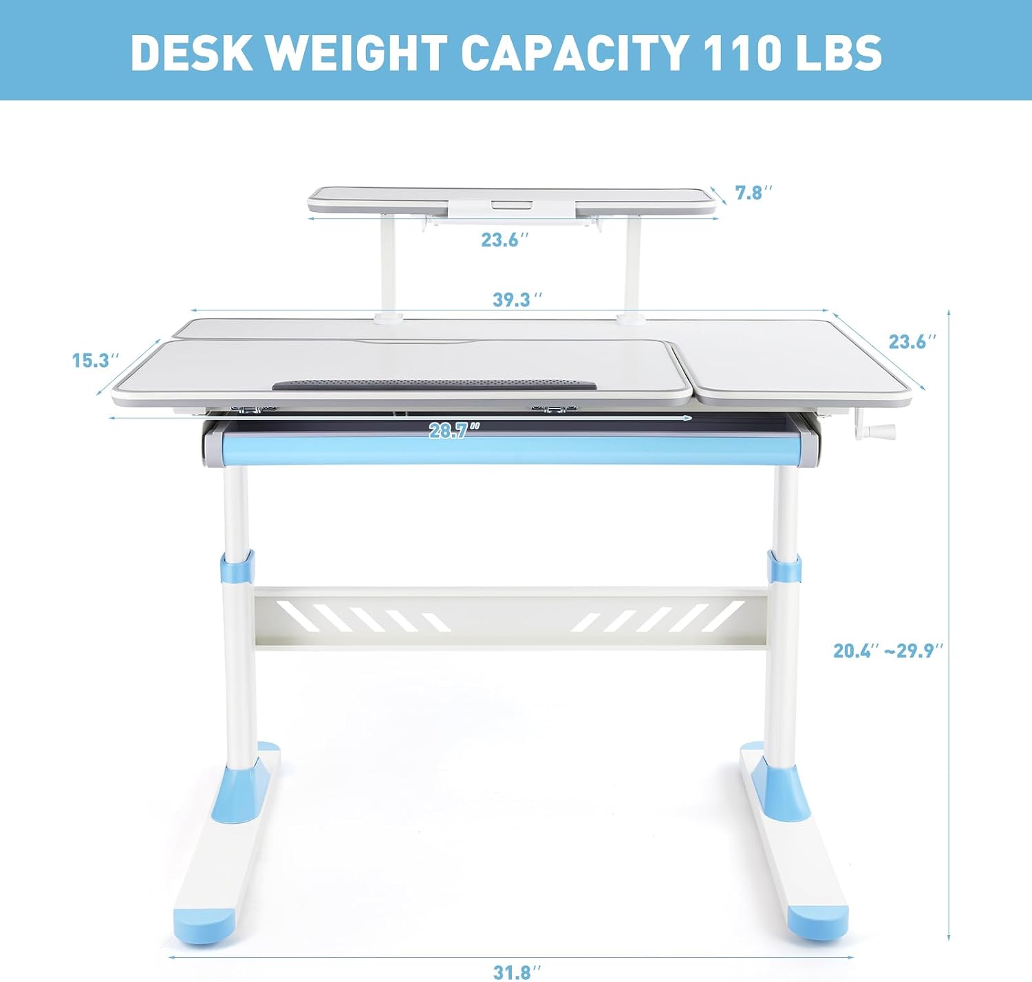 COSVALVE Adjustable Kid Desk and Chair Set, Kids Desk with Drawer, Tilter Desktop, Ergonomic Kid Chair, Height Adjustable for Girl Boy Student Home School Use,Grey