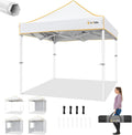Hoteel 6.6 x 6.6 Pop up Canopy,Easy Up Heavy Duty Canopy with 4 Sidewalls,Upgrade Hexagonal Tube UPF50+ 1500mm Waterproof,Outdoor Canopy Tent with Carry Bag for Commercial Events,Beach,Camping,White