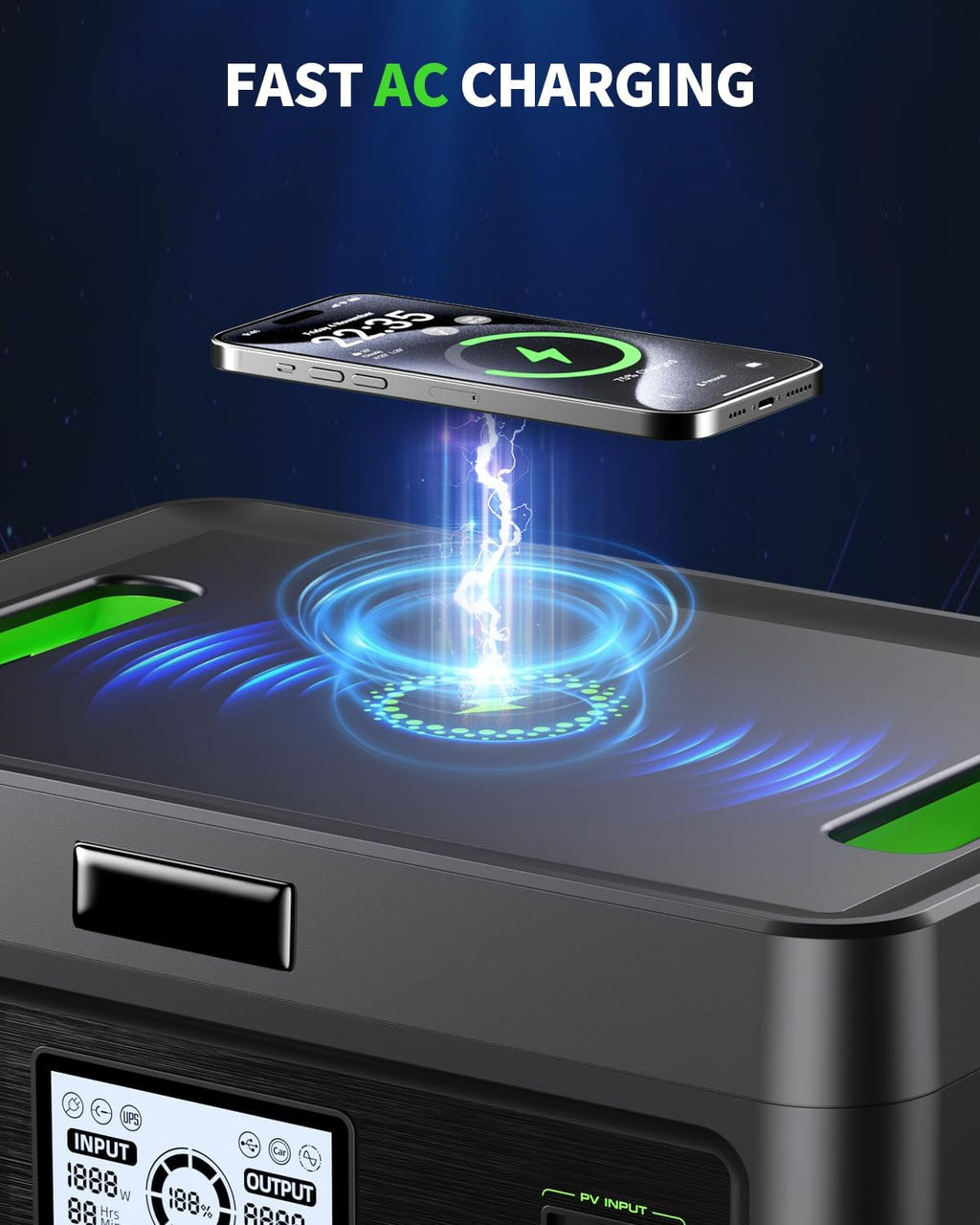 2400W Portable Power Station 1843Wh Solar Generator LiFePO4 Battery Power Bank Station PD100W USB-C & 4 AC Outlets for RV Camping Home Emergency UPS Backup