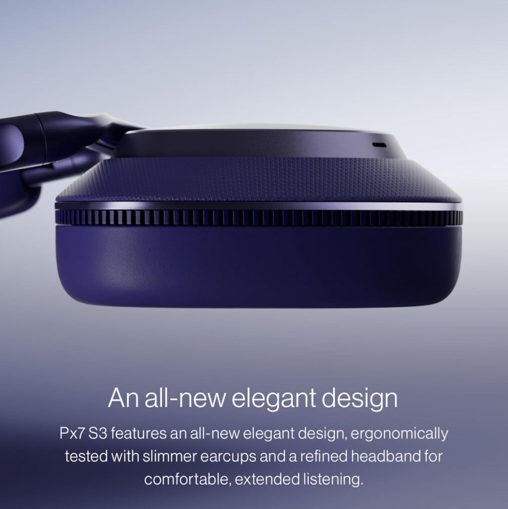 Bowers & Wilkins Px7 S3 Wireless Headphones Over Ear Noise Cancelling, Active Noise Cancelling & Transparency Mode, Hi-Res Sound, Bluetooth, 30-Hr Playtime, Quick Charge, Indigo Blue