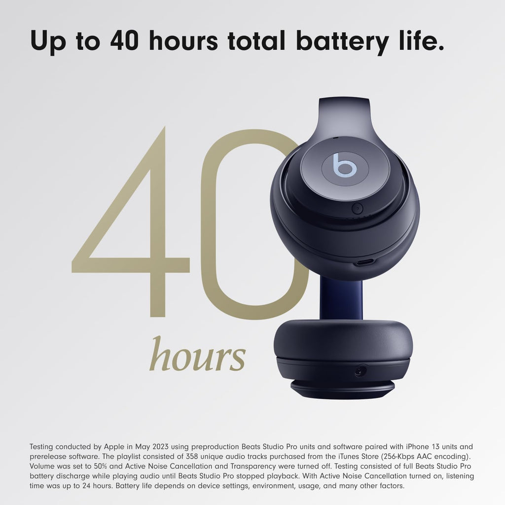 Beats Studio Pro Premium Wireless Over-Ear Headphones- Up to 40-Hour Battery Life, Active Noise Cancelling, Great for Travel & Commuting, USB-C Lossless Audio, Apple & Android Compatible - Navy